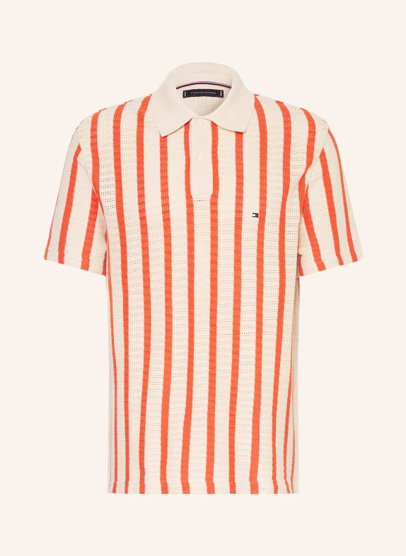 TOMMY HILFIGER Strick-Poloshirt Classic Fit ORANGE / ECRU