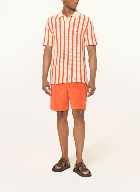 TOMMY HILFIGER Gebreid poloshirt Classic Fit ORANJE / ECRU
