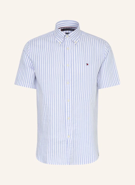 TOMMY HILFIGER Kurzarm-Hemd Regular Fit mit Leinen HELLBLAU / WEISS