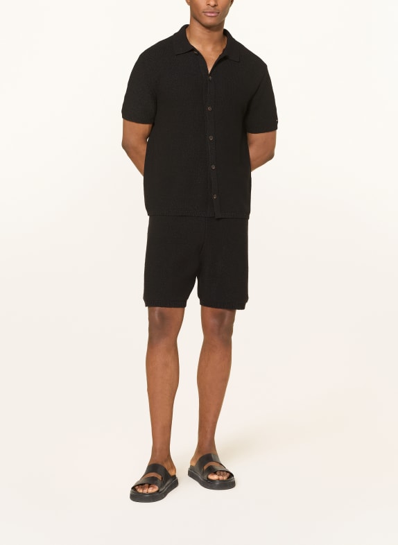 TOMMY HILFIGER Korte mouwen overhemd Comfort Fit ZWART