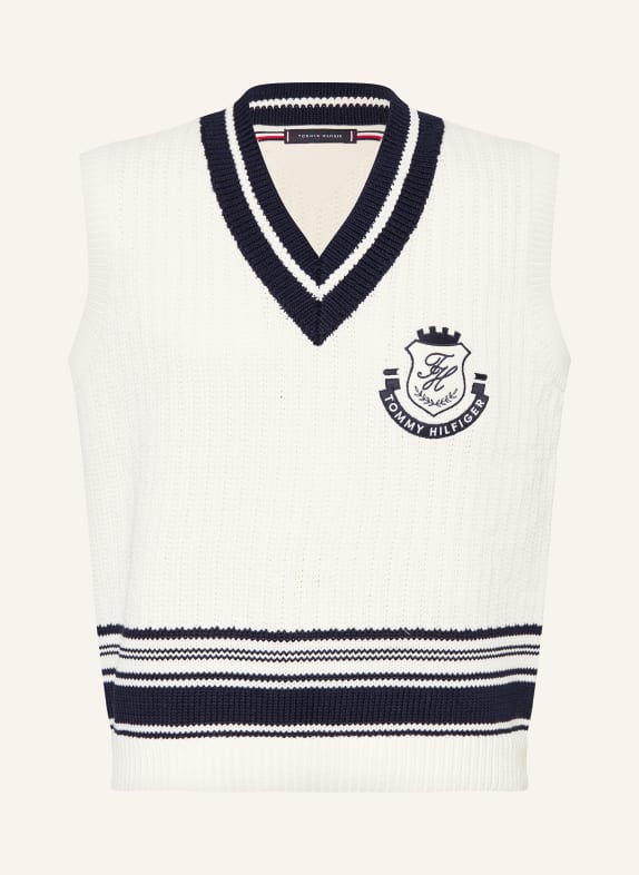 TOMMY HILFIGER Pullunder ECRU / DUNKELBLAU