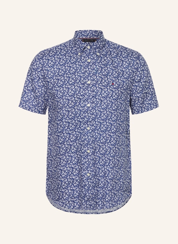 TOMMY HILFIGER Chemise à manches courtes coupe classique en lin BLEU / BLANC