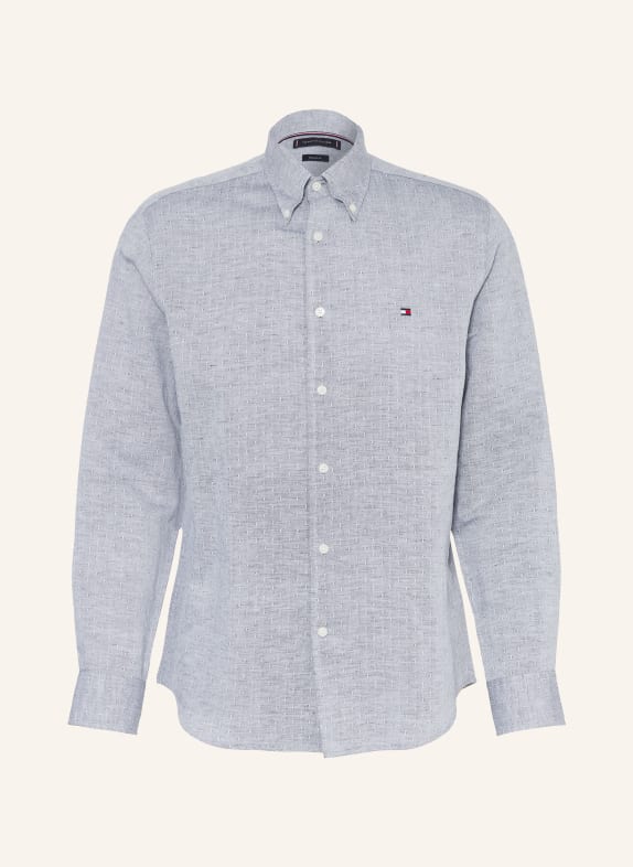 TOMMY HILFIGER Koszula Regular Fit z lnu GRANATOWY / BIAŁY
