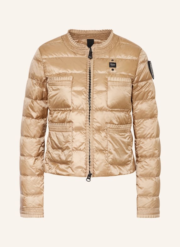 Blauer Lightweight-Daunenjacke mit Rüschen BEIGE