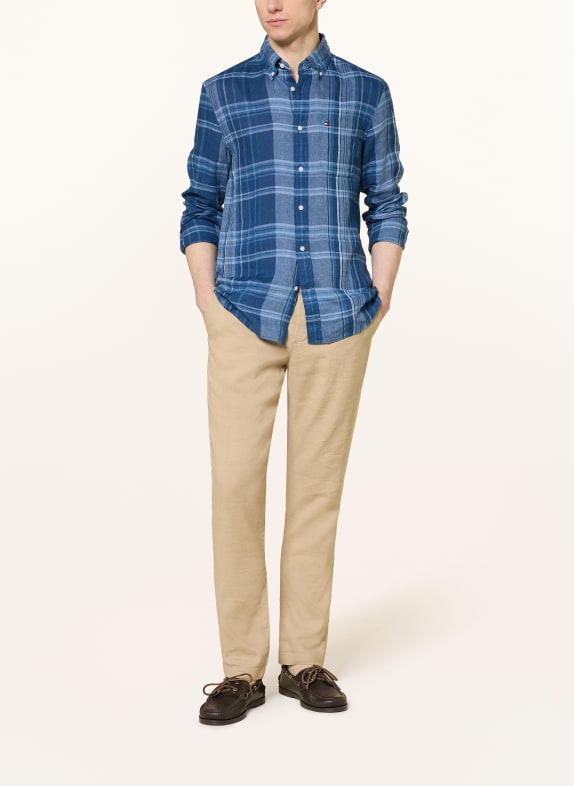 TOMMY HILFIGER Leinenhemd Regular Fit BLAU / HELLBLAU
