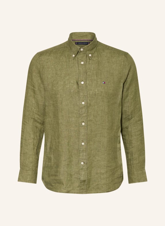 TOMMY HILFIGER Leinenhemd Regular Fit OLIV