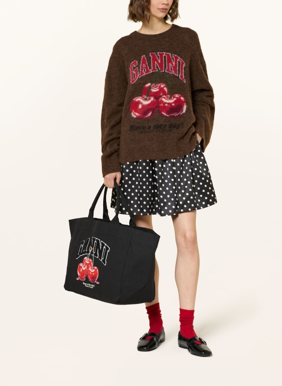 GANNI Shopper XXL SCHWARZ / ROT / WEISS