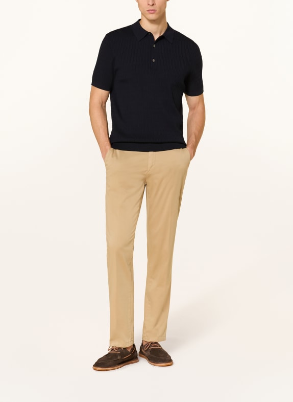 PROFUOMO Gebreid poloshirt DONKERBLAUW