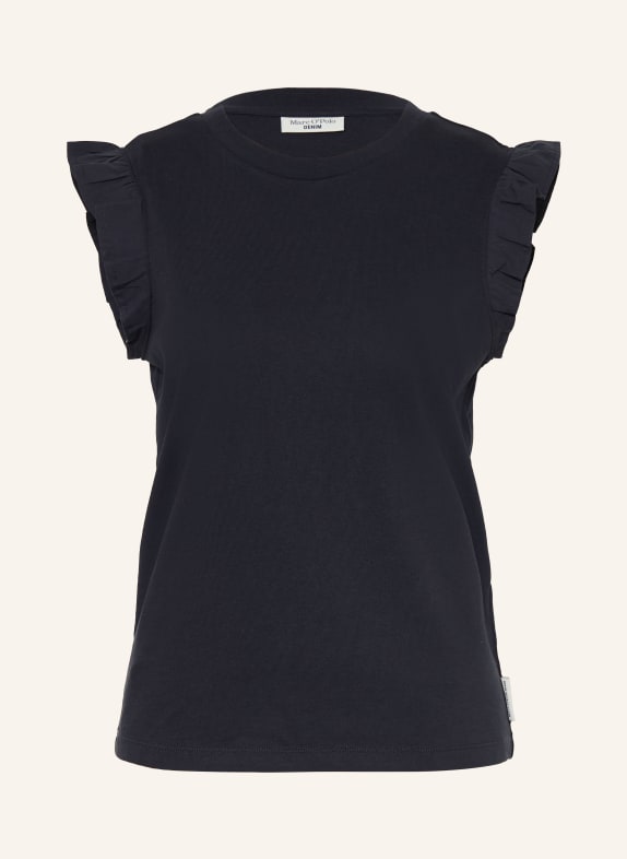 Marc O'Polo DENIM Top s volánky TMAVĚ MODRÁ