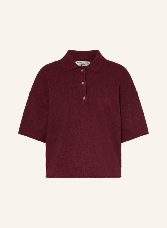 Marc O'Polo DENIM Strick-Poloshirt mit 3/4-Arm DUNKELROT