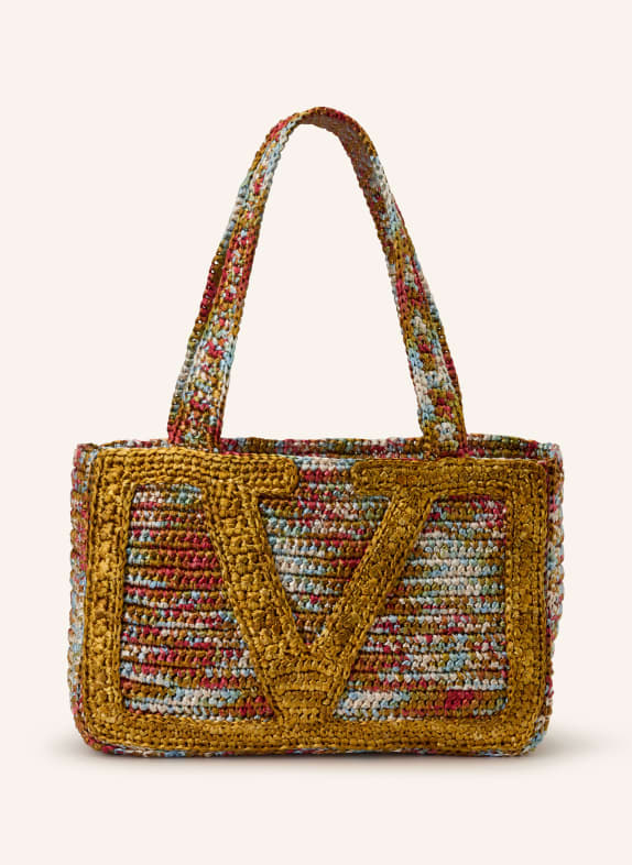 VALENTINO GARAVANI Shopper VIVA SUPERSTAR CROCHET MEDIUM COGNAC / ROT / HELLBLAU