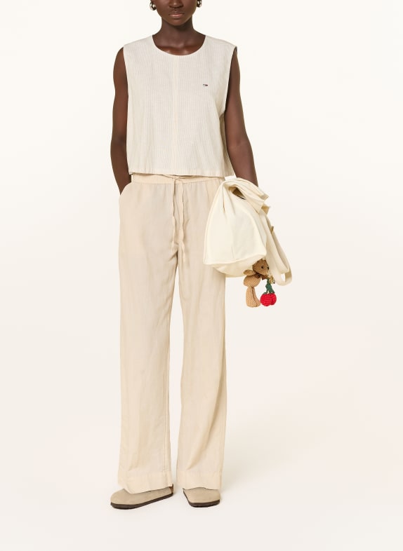 TOMMY JEANS Top met linnen ECRU / CAMEL