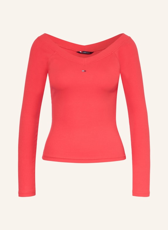 TOMMY JEANS Tričko s odhalenými rameny ČERVENÁ