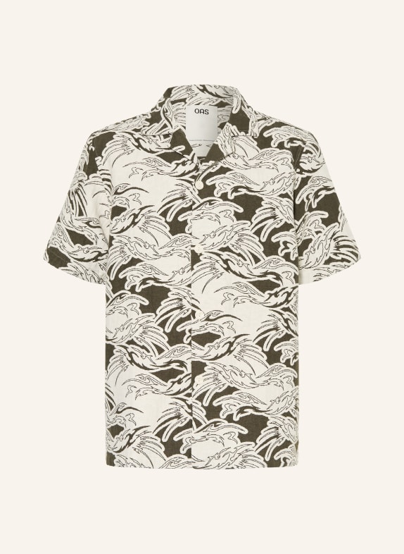 OAS Resortová košile ROUGE CUBA Comfort Fit KRÉMOVÁ / OLIVOVÁ