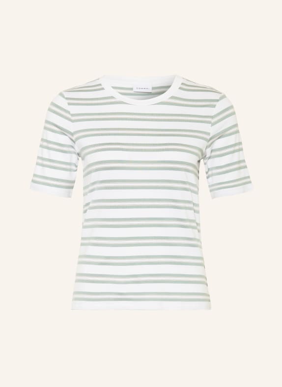 comma Tričko s třpytivou nití BÍLÁ / BÉŽOVÁ / SVĚTLE ZELENÁ