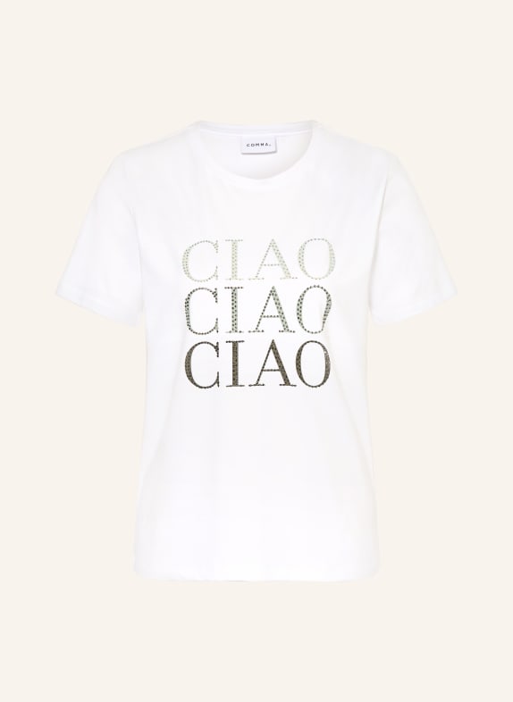 comma Tričko s ozdobnými kameny BÍLÁ / STŘÍBRNÁ