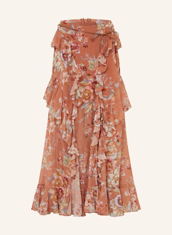 ZIMMERMANN Sukně AWAKEN s volány HNĚDÁ / ČERVENÁ / MODRÁ