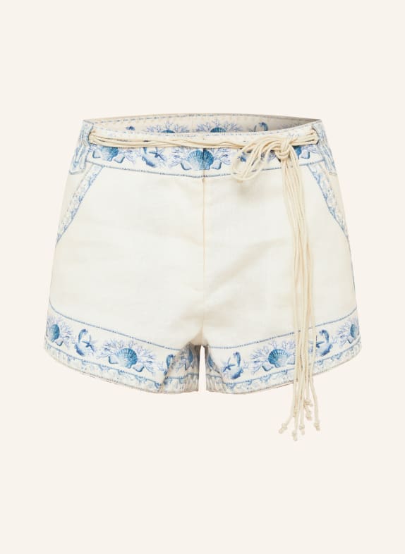 ZIMMERMANN WANDERLUST linen shorts CREAM / LIGHT BLUE