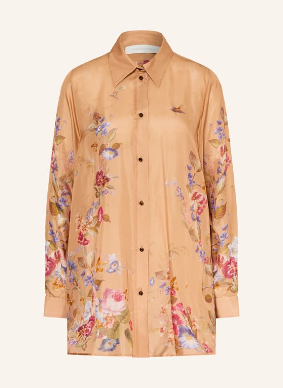 ZIMMERMANN Hemdbluse PATIENCE aus Seide COGNAC / ROT / BLAU