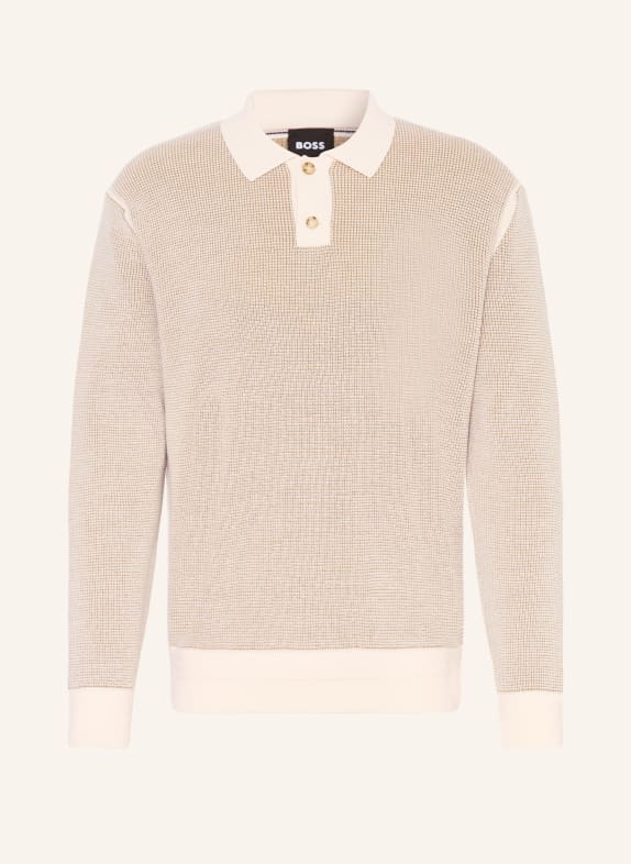 BOSS Strick-Poloshirt ULIO BEIGE / HELLBRAUN