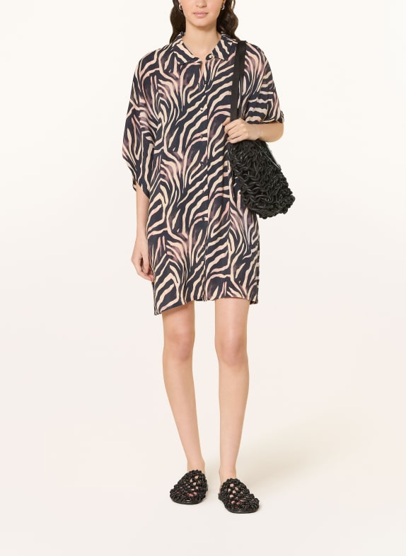 HUGO Plážové šaty FANCY s 3/4 rukávem BÉŽOVÁ / HNĚDÁ / ČERNÁ