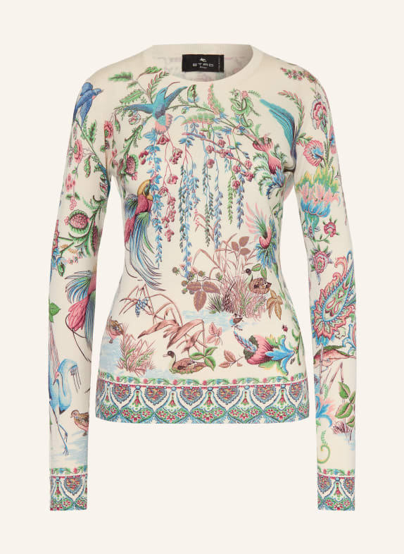 ETRO Pullover mit Seide und Cashmere CREME / ROT / BLAU