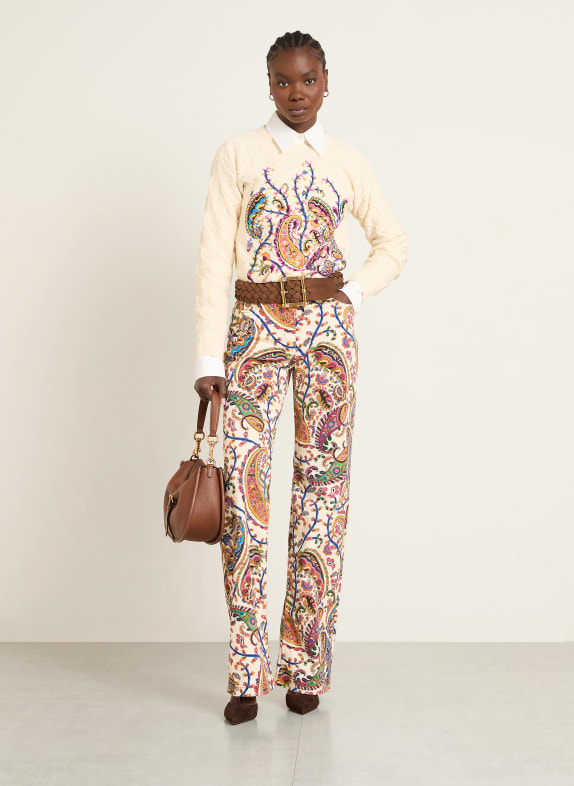 ETRO Bootcut-jeans CREME / ORANGE / BLÅ