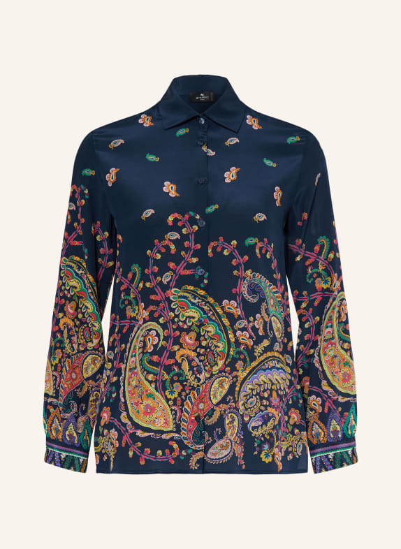 ETRO Hemdbluse aus Seide DUNKELBLAU / HELLROT / GELB