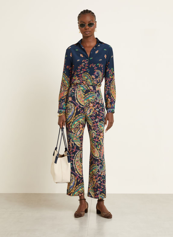 ETRO Silk shirt blouse DARK BLUE / LIGHT RED / YELLOW