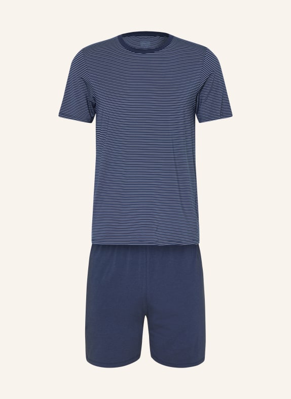 SCHIESSER Piżama typu shorty LONG LIFE SOFT GRANATOWY / BIAŁY