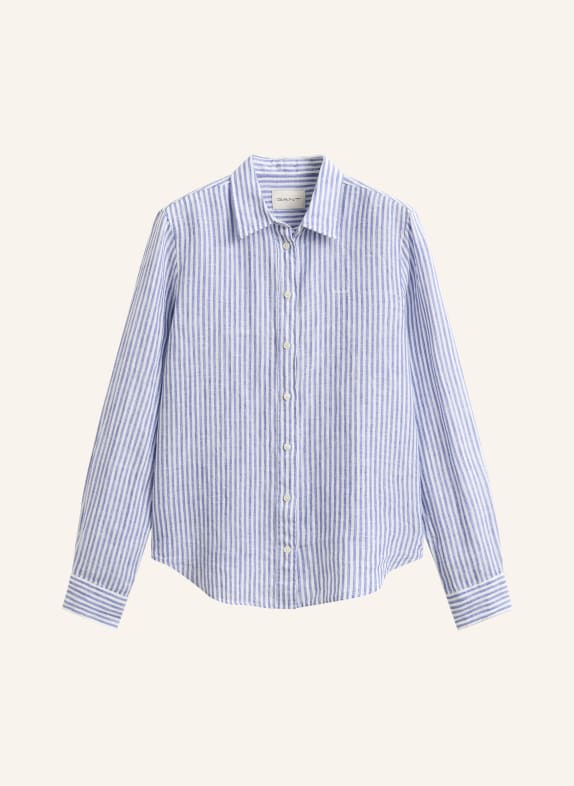 GANT Shirt blouse made of linen BLUE / WHITE