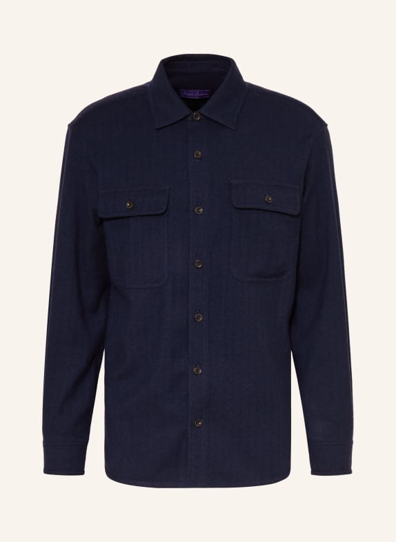 RALPH LAUREN PURPLE LABEL Koszula flanelowa Comfort Fit z dodatkiem kaszmiru GRANATOWY