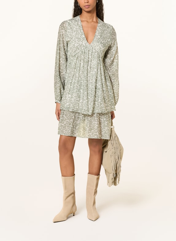 MSCH COPENHAGEN Musselinkleid MSCHSERAPHINA mit Rüschen OLIV / WEISS