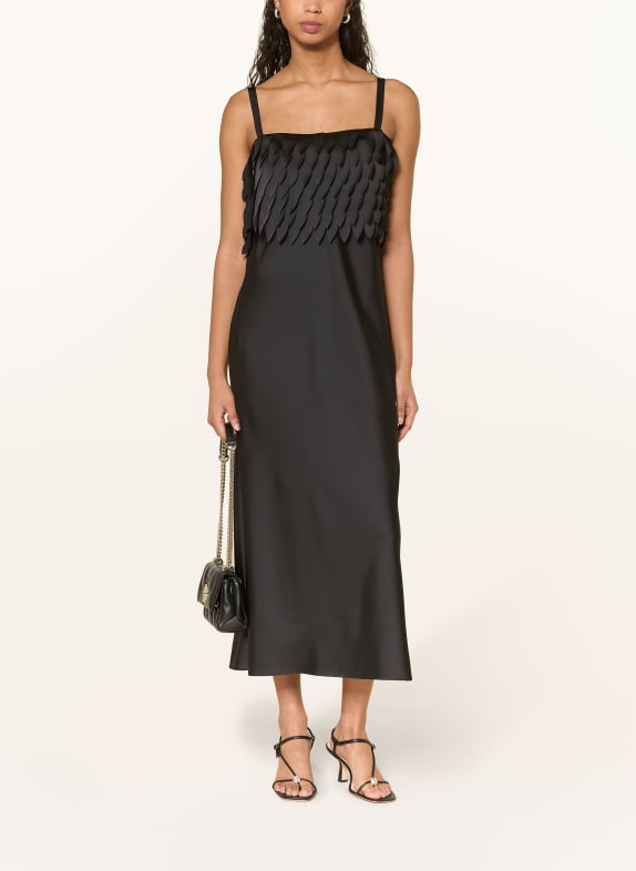 BOSS Saténové šaty DALASER ČERNÁ