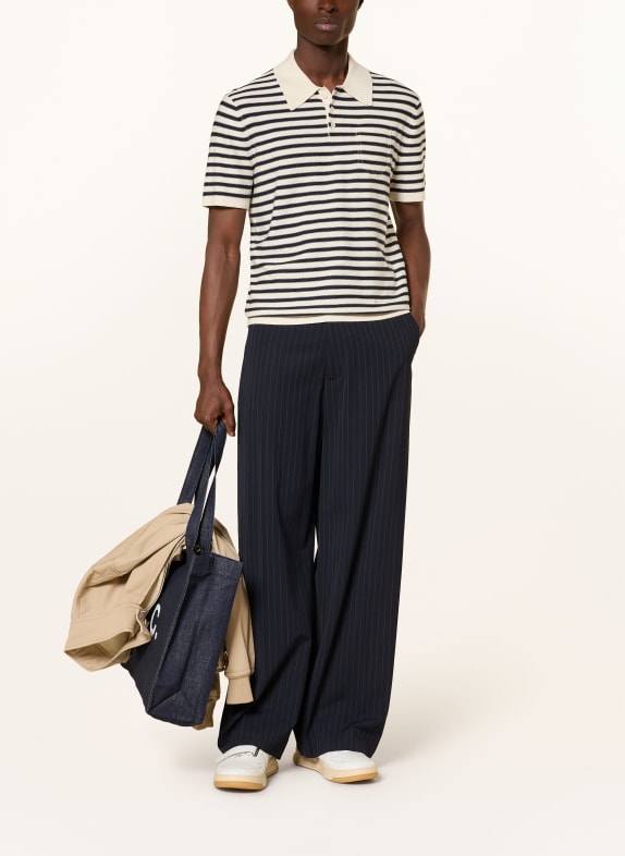 A.P.C. Gebreid poloshirt ELIOT ECRU / DONKERBLAUW