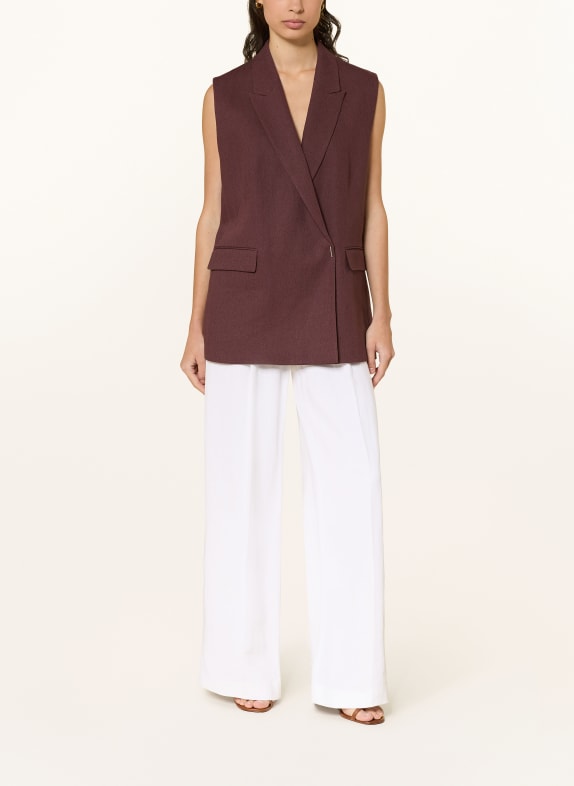 BOSS Gilet blazer JANKANIA avec lin MARRON FONCÉ