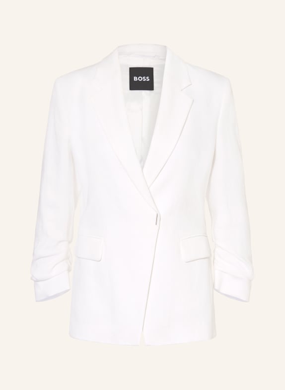 BOSS Blazer JIA en lin à manches 3/4 ÉCRU