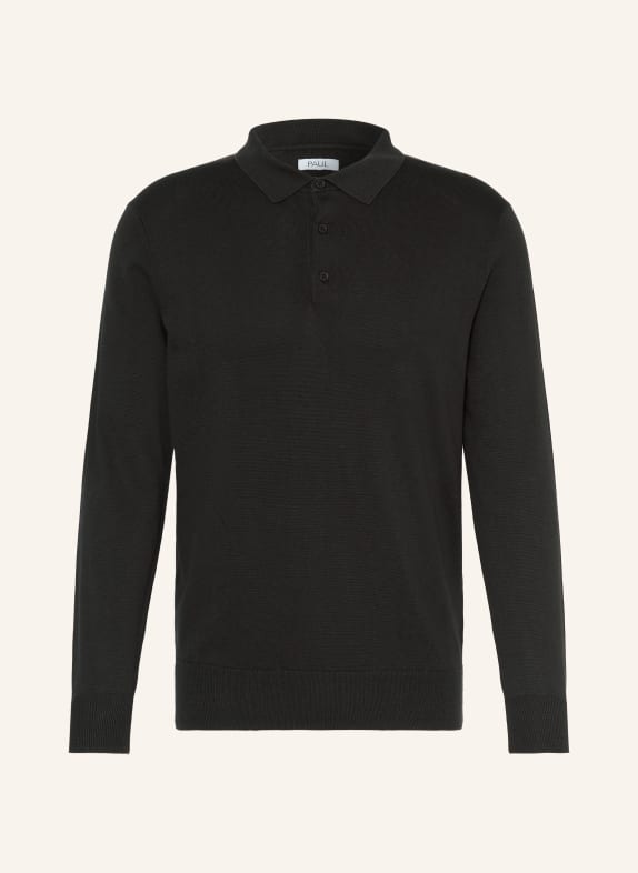 PAUL Strick-Poloshirt SCHWARZ