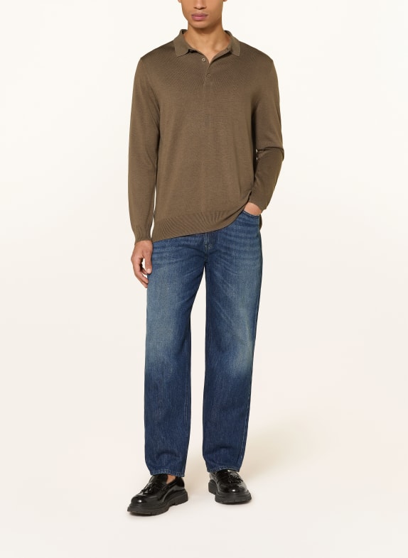 PAUL Gebreid poloshirt BRUIN