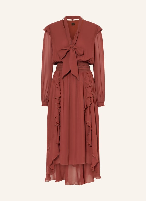 BOSS Robe DOMINGUE avec col amovible et volants ORANGE FONCÉ