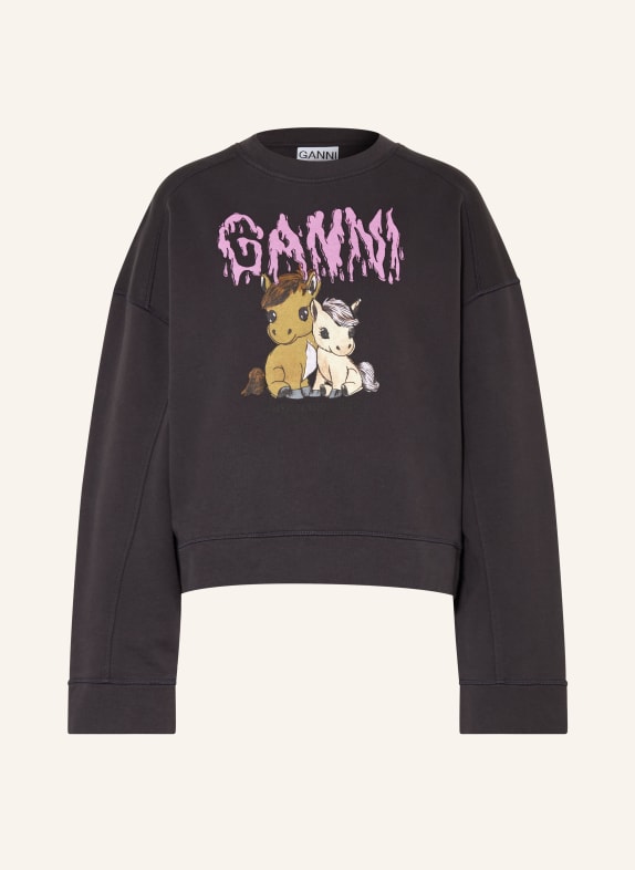 GANNI Mikina ISOLI TMAVĚ ŠEDÁ / VELBLOUDÍ / RŮŽOVÁ
