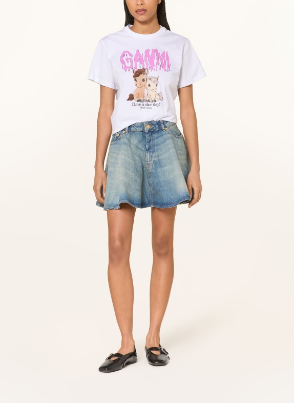 GANNI T-shirt VIT / BEIGE / ROSA