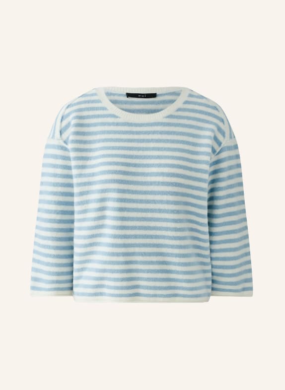oui Sweater with 3/4 sleeves LIGHT BLUE / WHITE