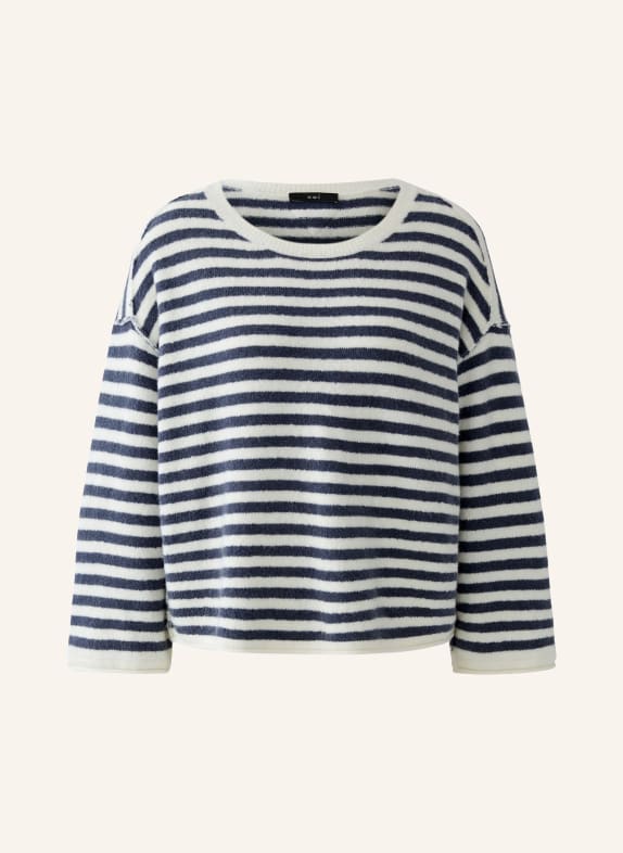 oui Sweater with 3/4 sleeves DARK BLUE / WHITE