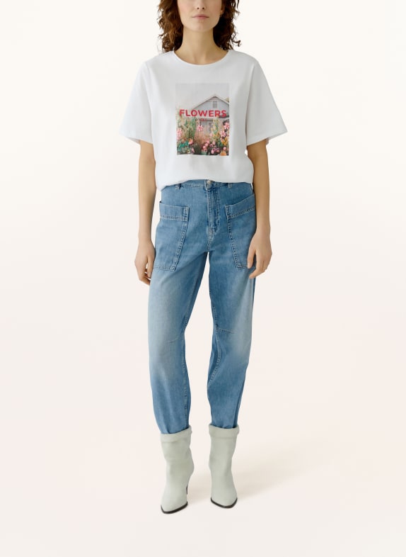 oui T-shirt met sieradenparels WIT