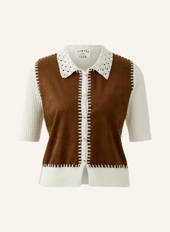 oui Svetr z kombinace materiálů HNĚDÁ / REŽNÁ