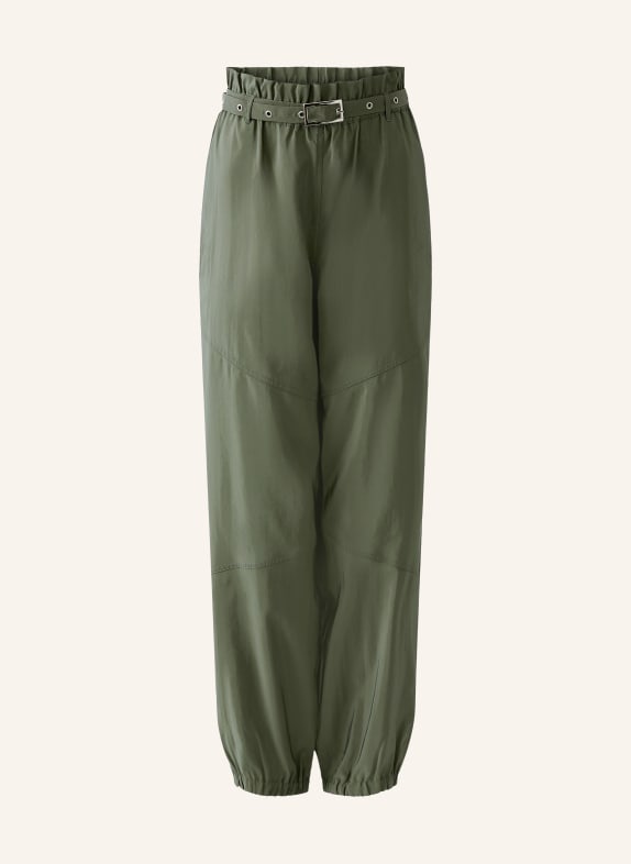 oui Spodnie typu paperbag OLIWKOWY