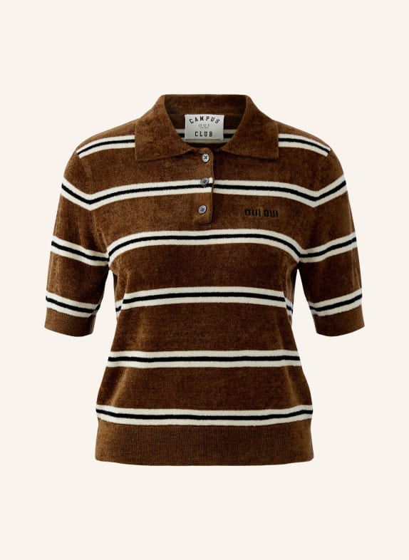 oui Pletené polo tričko HNĚDÁ / REŽNÁ / ČERNÁ