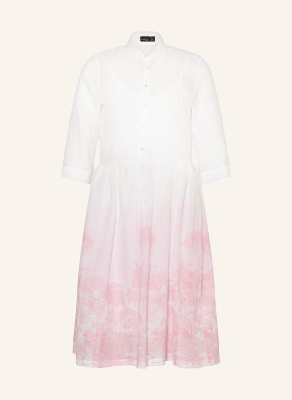 van Laack Košilové šaty VL-KLARINE-BRXL s 3/4 rukávem BÍLÁ / RŮŽOVÁ