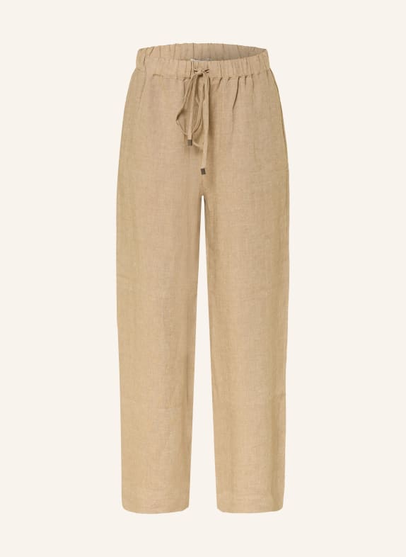 ANTONELLI firenze SVEZIA linen wide-leg pants CAMEL